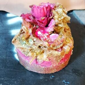 HandCrafted Pink & Gold Floral Keepsake Box